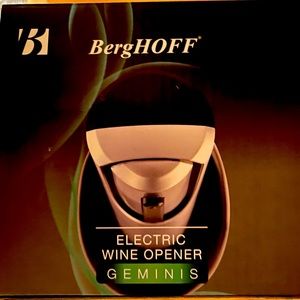 BergHOFF Electric Wine Opener. New in packaging w/charger, stand, instructions.